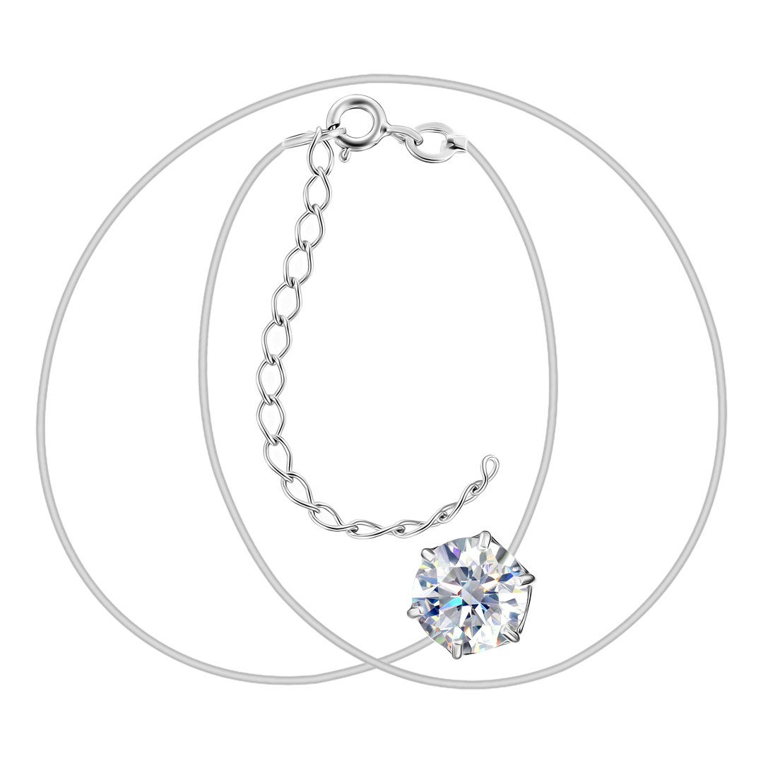 Серебряное колье с муассанитом на леске