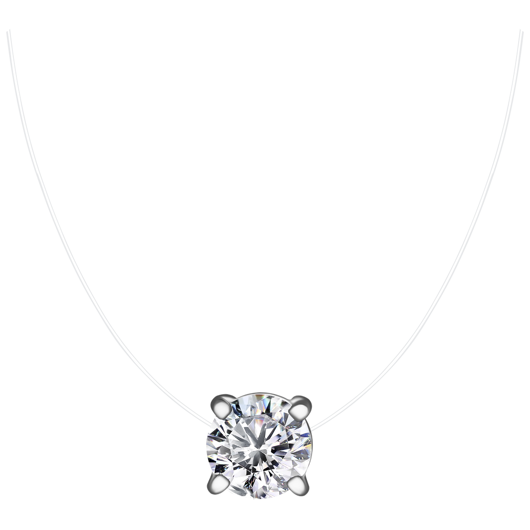 Серебряное колье с фианитом на леске