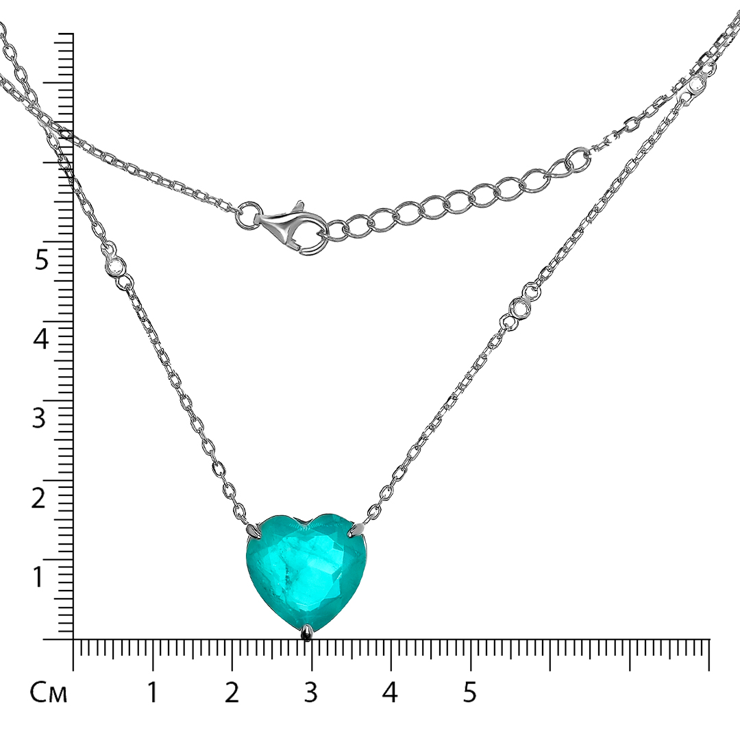 Серебряное колье с кубическим цирконием "Сердце"
