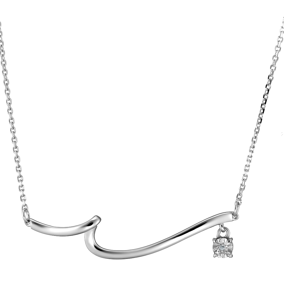 Серебряное колье с бриллиантом