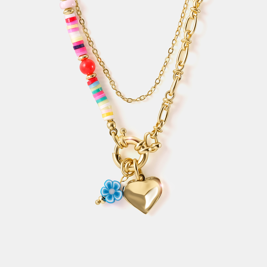 Бижутерное колье с керамикой "Сердце"