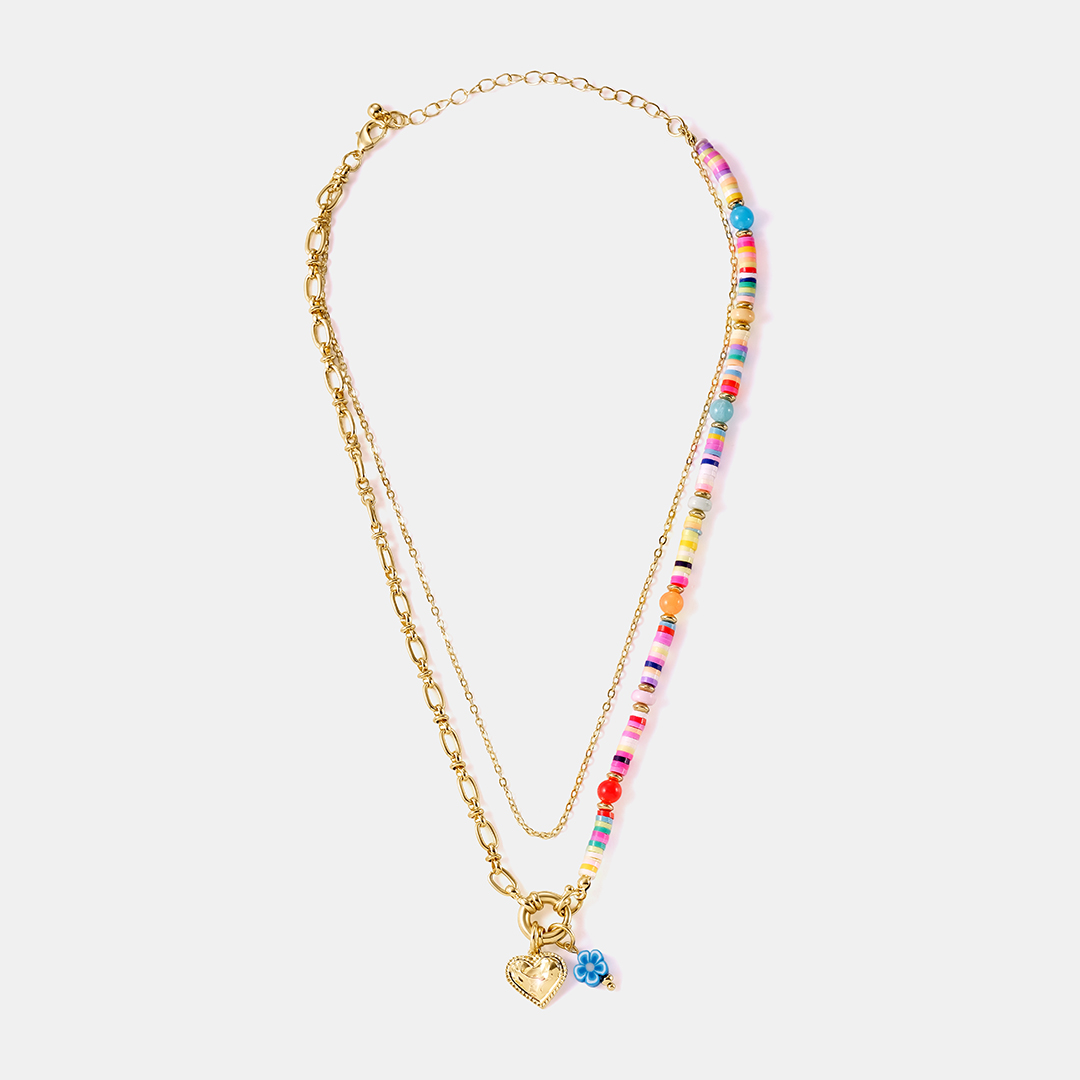 Бижутерное колье с керамикой "Сердце"