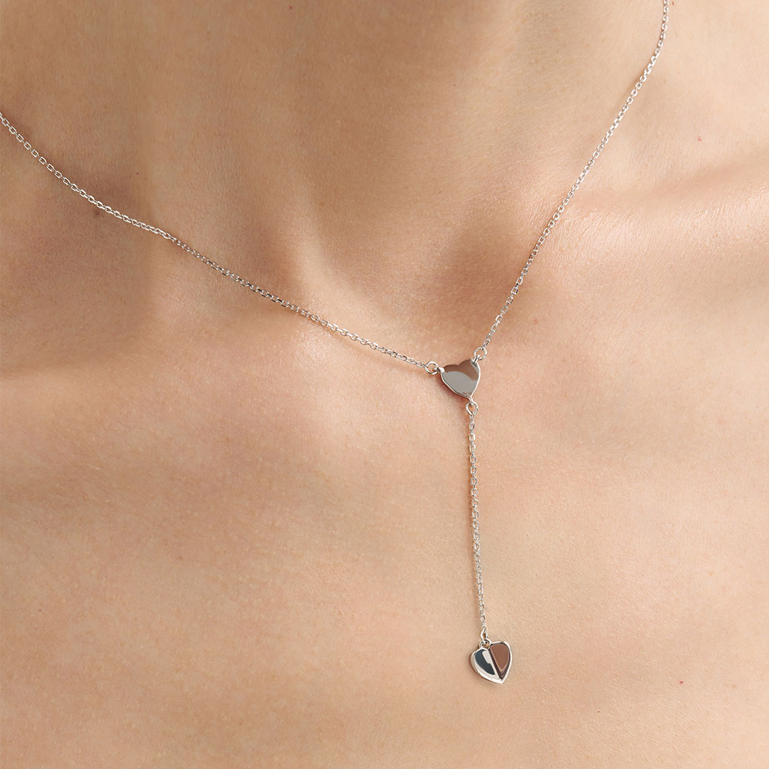 Серебряное колье "Сердца"