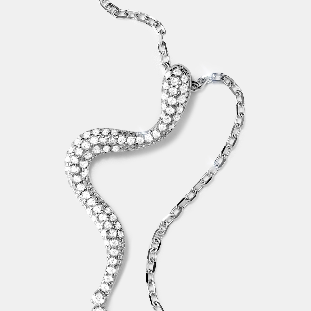 Серебряное колье 925 пробы; вставки 95 Куб. Цирконий бесцв. 1,4ct;