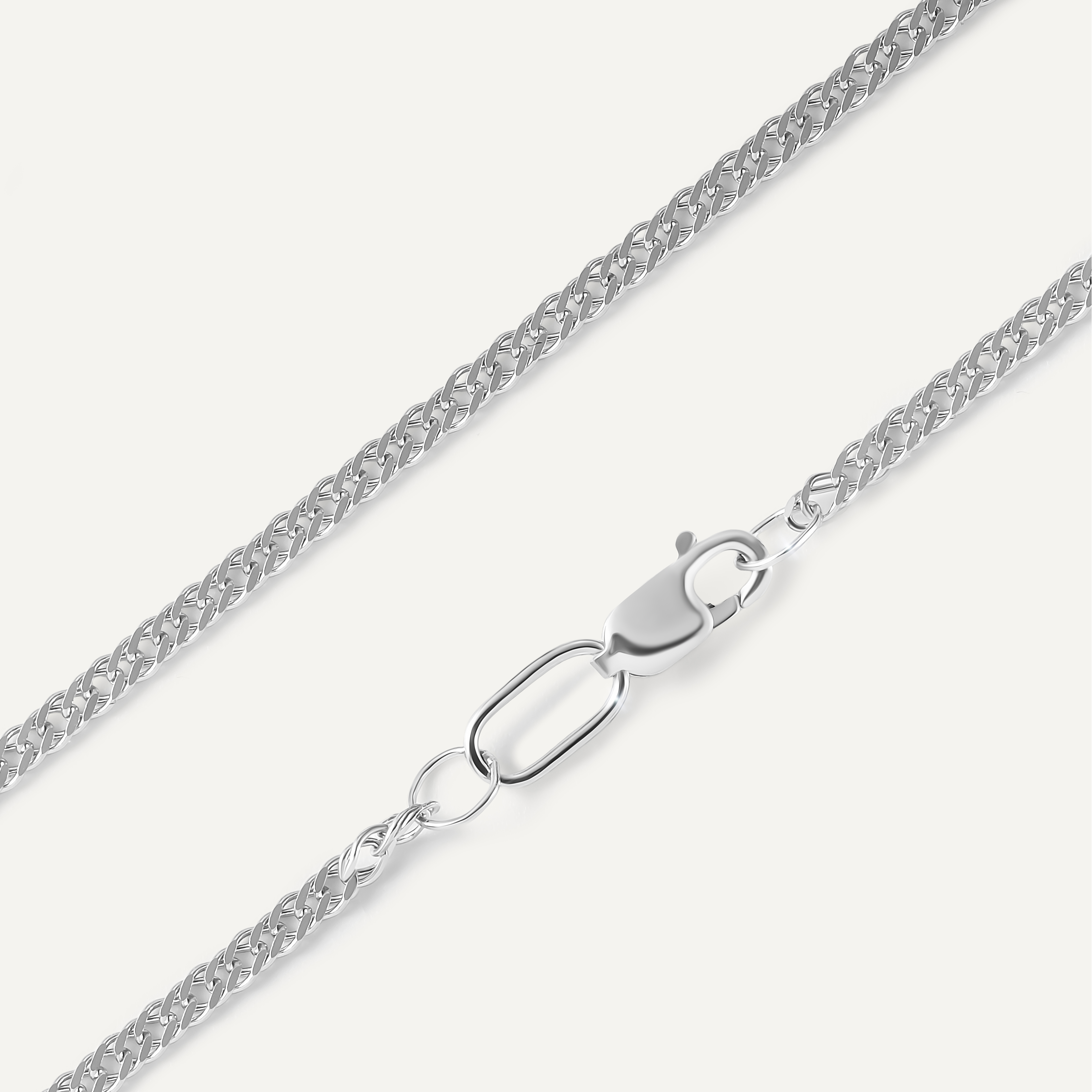 Серебряная цепь плетение "Двойной Ромб"