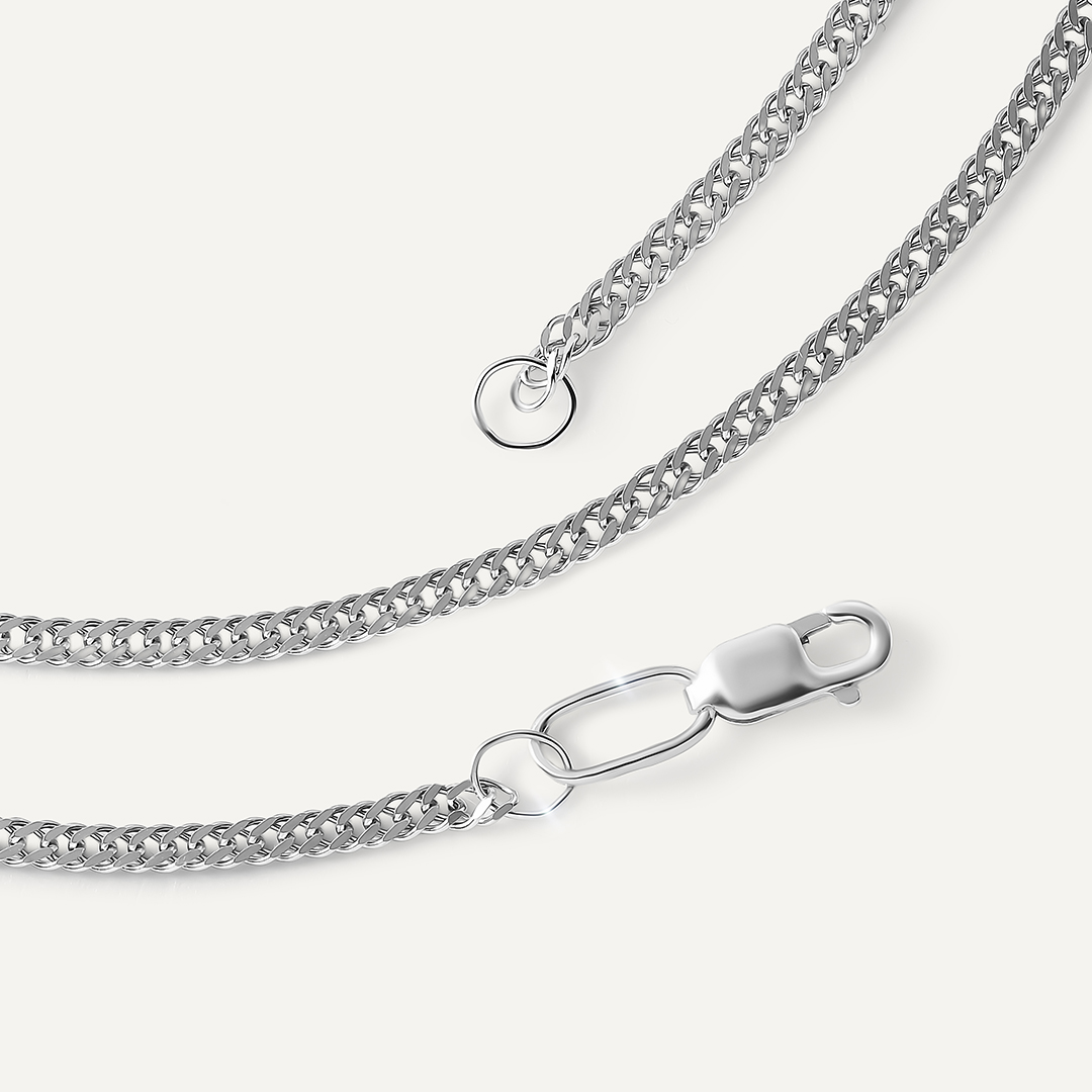 Серебряная цепь плетение "Двойной Ромб"