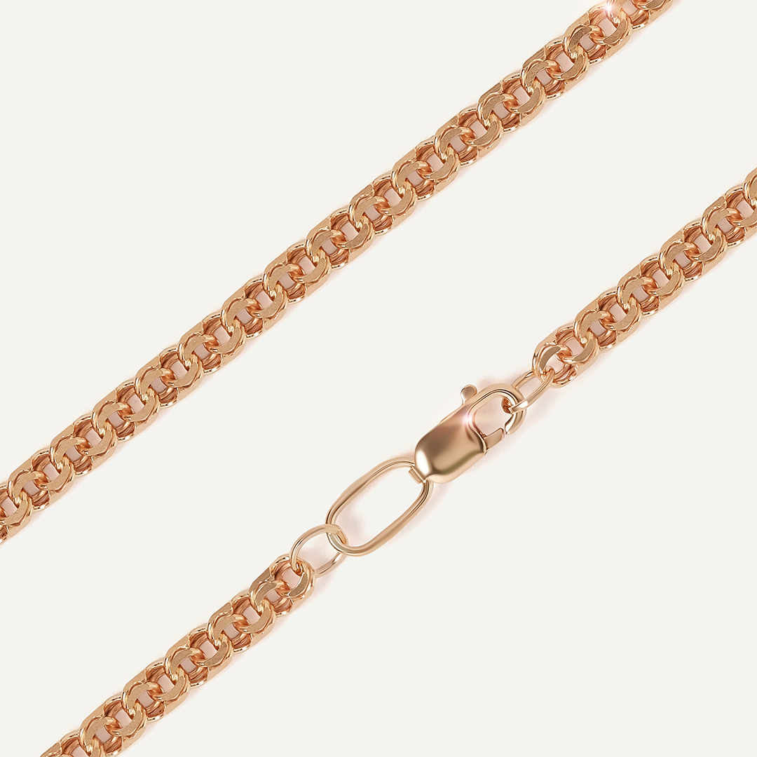 Серебряная цепь плетение "Бисмарк" (Шпрингелевая) ручной работы