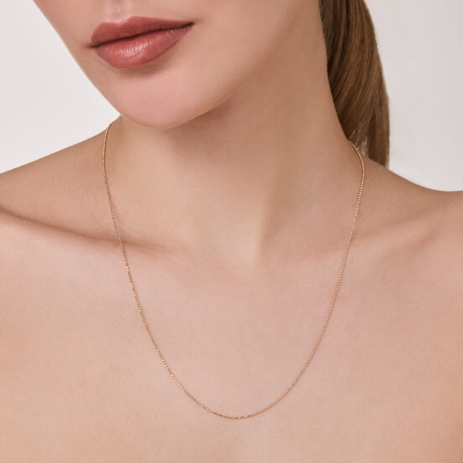 Цепь из желтого золота плетение "Перлина"