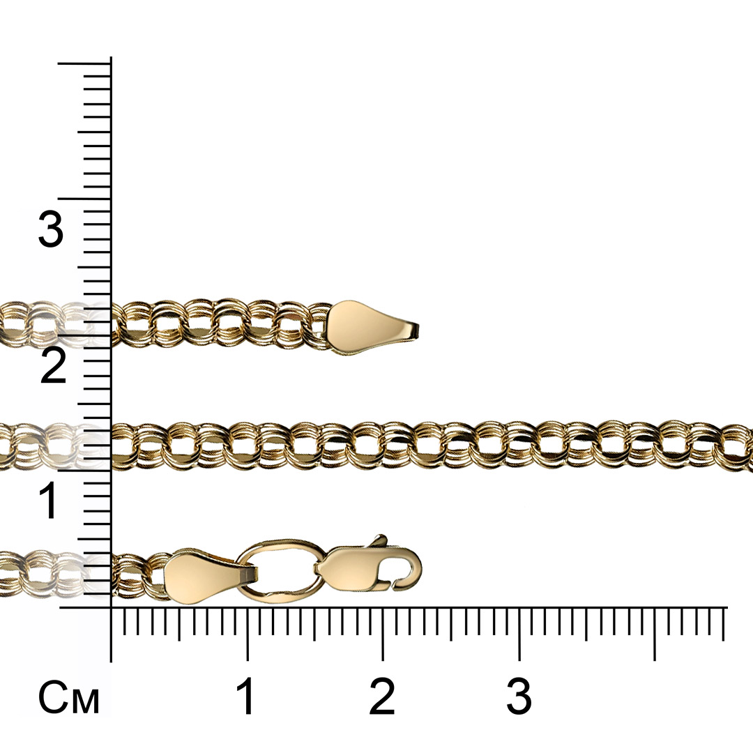 Цепь из желтого золота плетение "Тройной бисмарк"