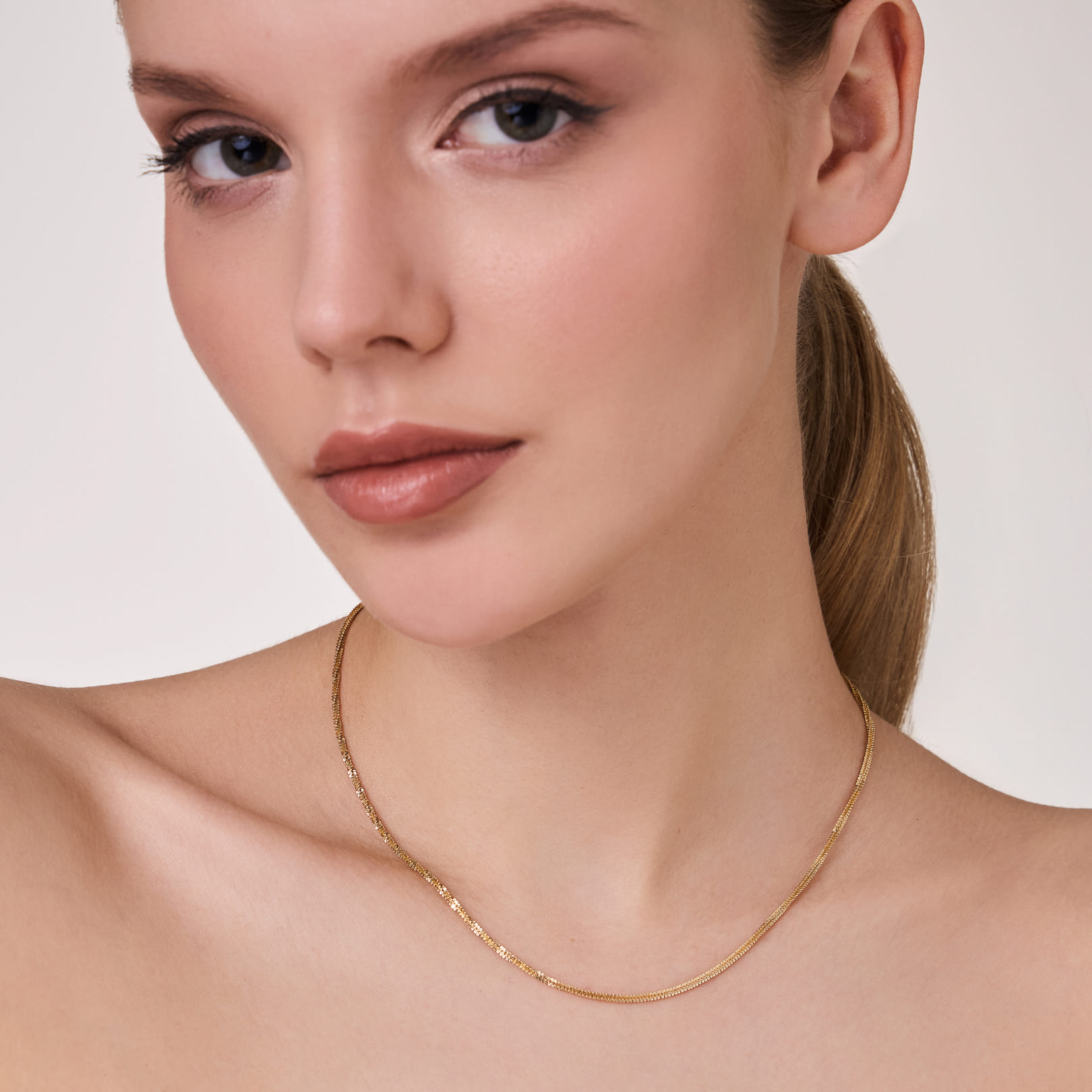 Цепь из желтого золота плетение "Крис-Крос"