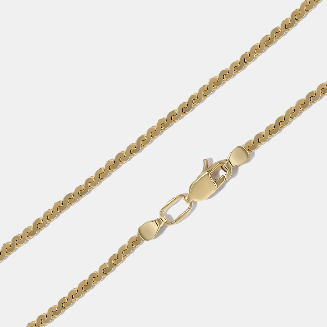 Цепь из желтого золота плетение "Серпантин"