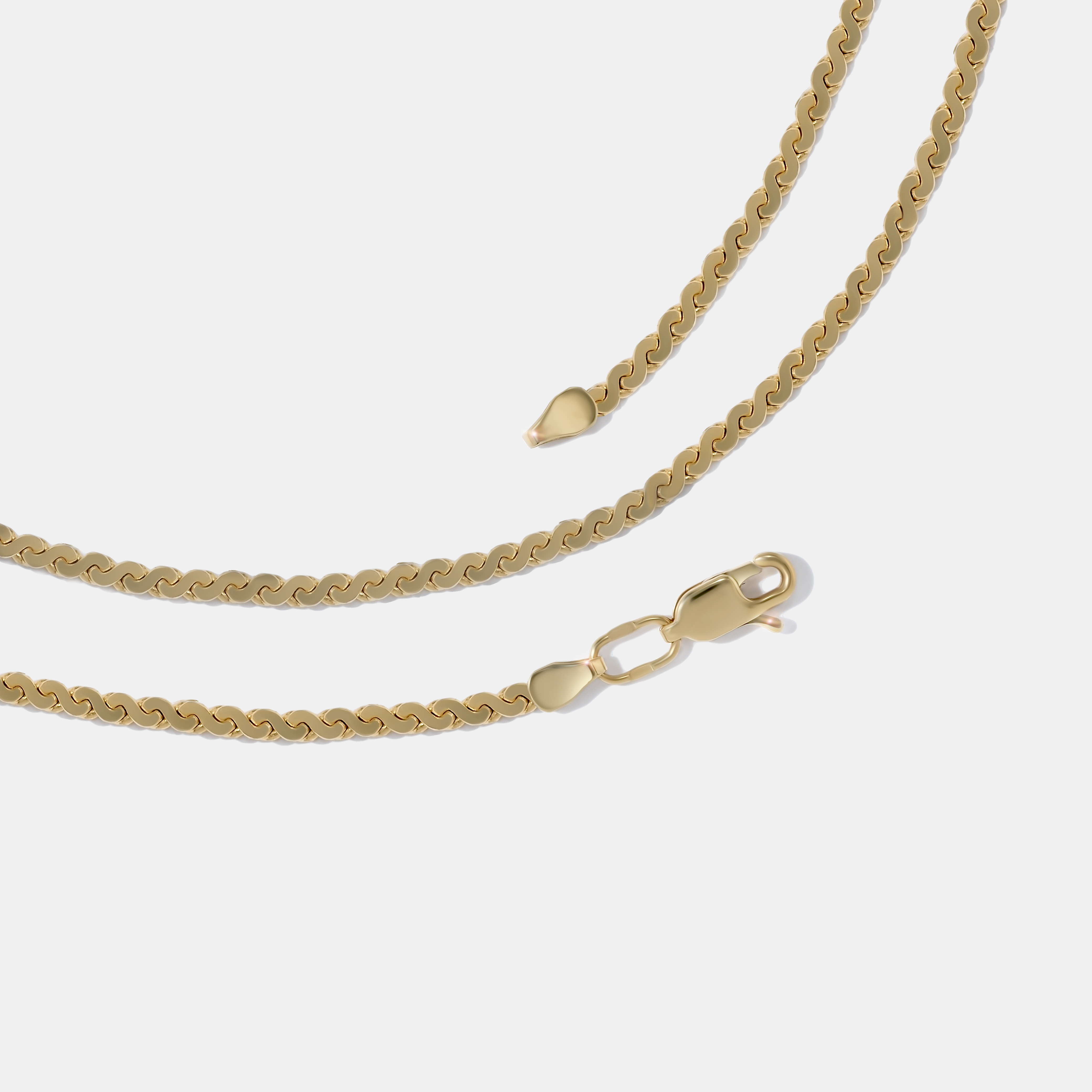 Цепь из желтого золота плетение "Серпантин"
