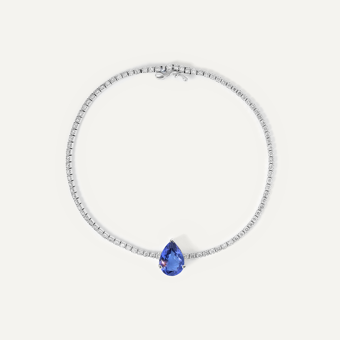 Браслет из белого золота с танзанитом и бриллиантами