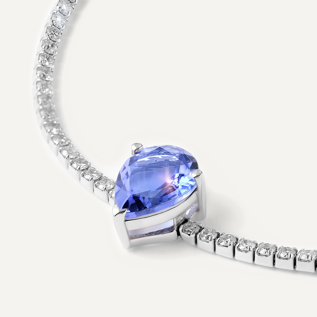 Браслет из белого золота с танзанитом и бриллиантами