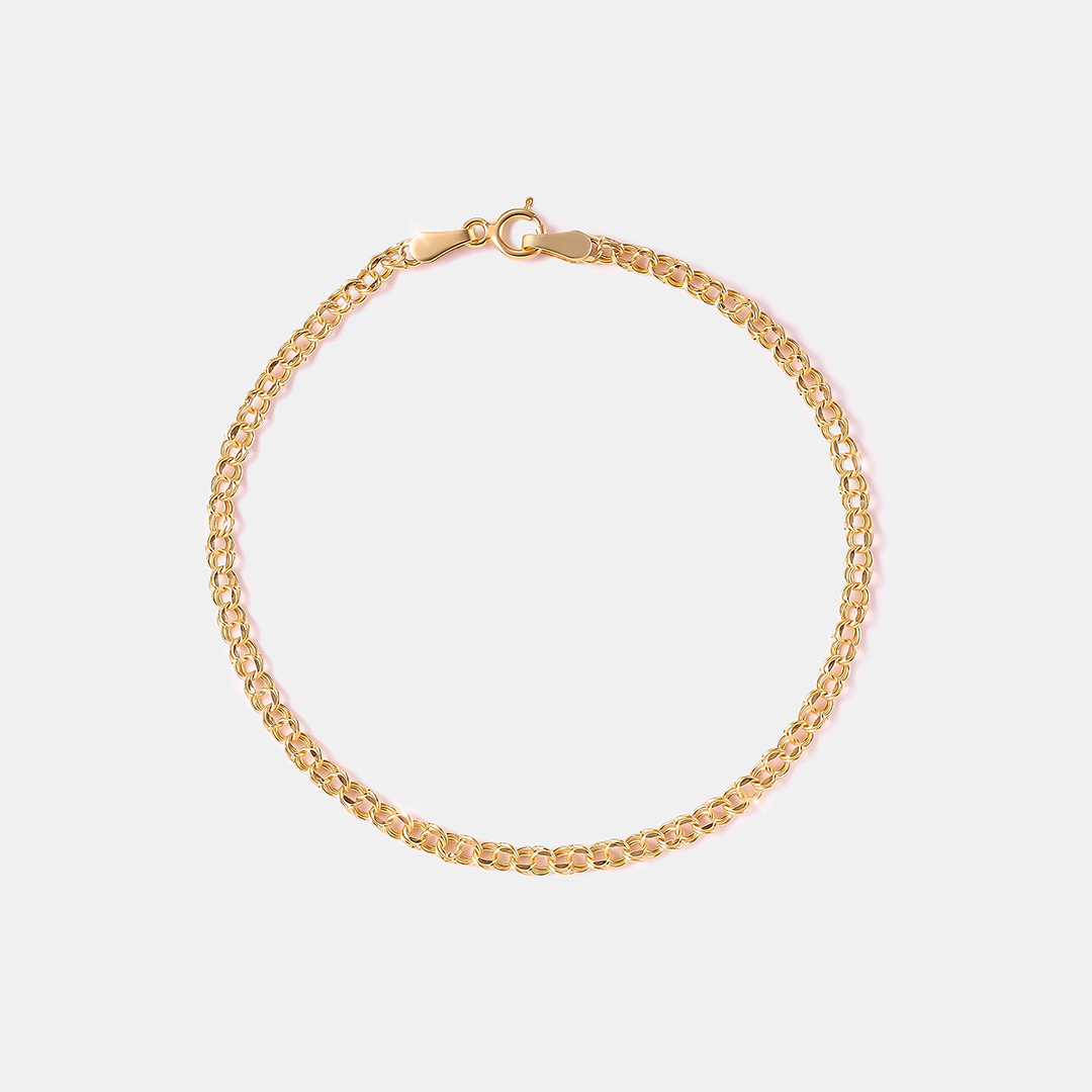 Браслет из желтого золота плетение "Бисмарк"