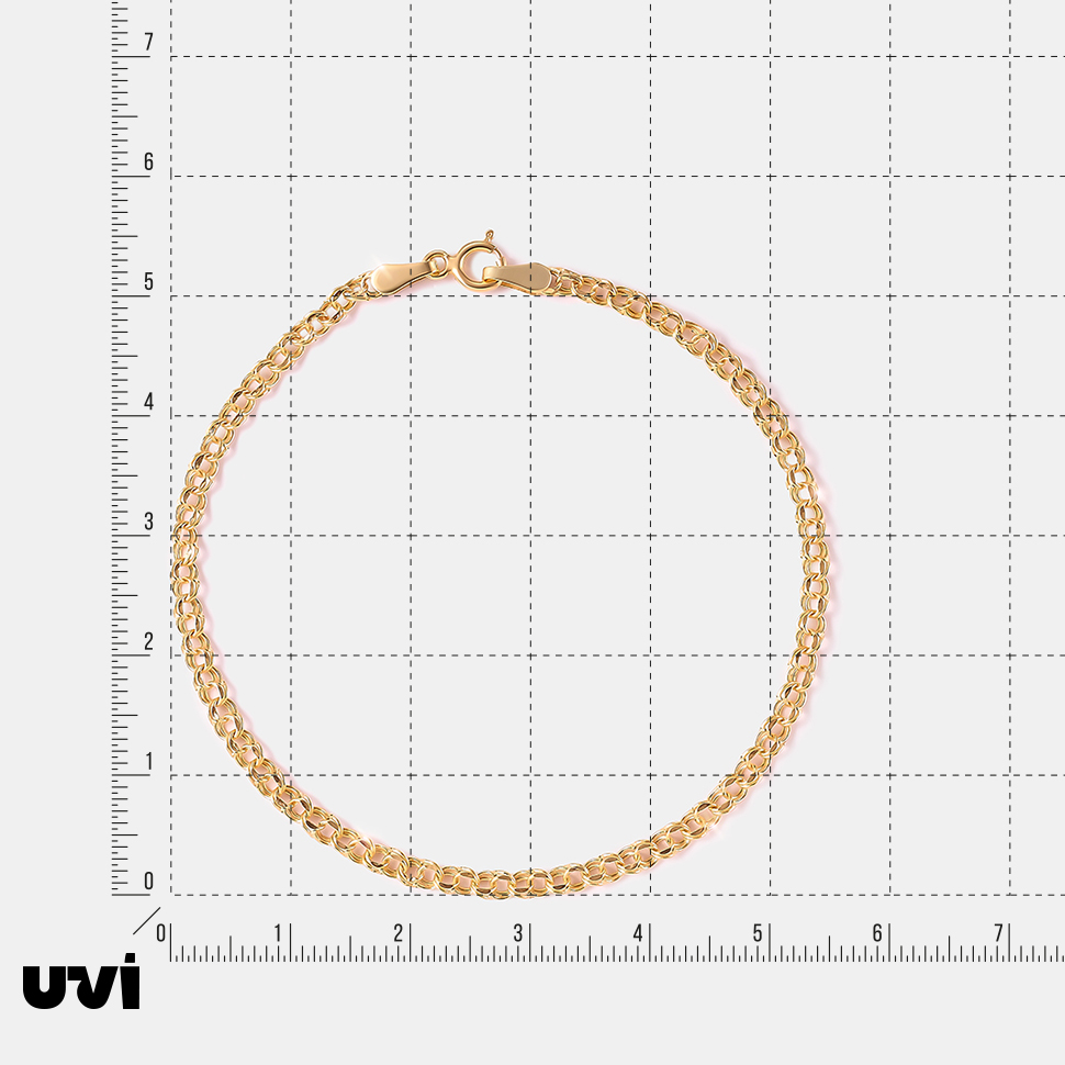 Браслет из желтого золота плетение "Бисмарк"