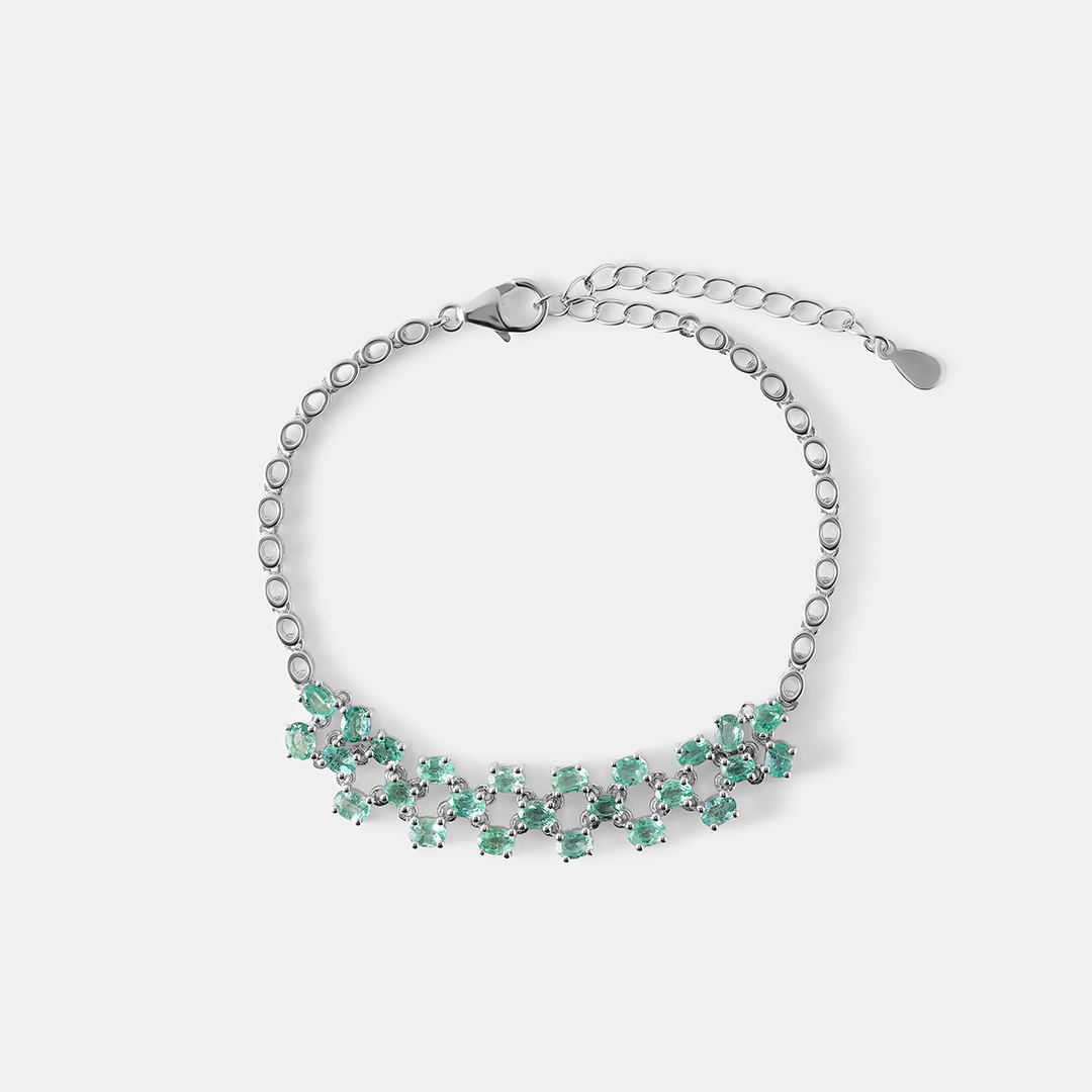Серебряный браслет с изумрудами