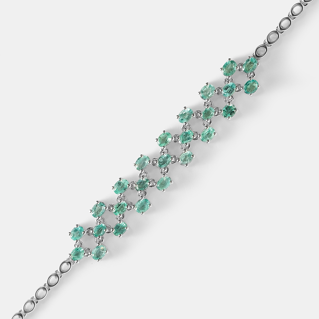 Серебряный браслет с изумрудами