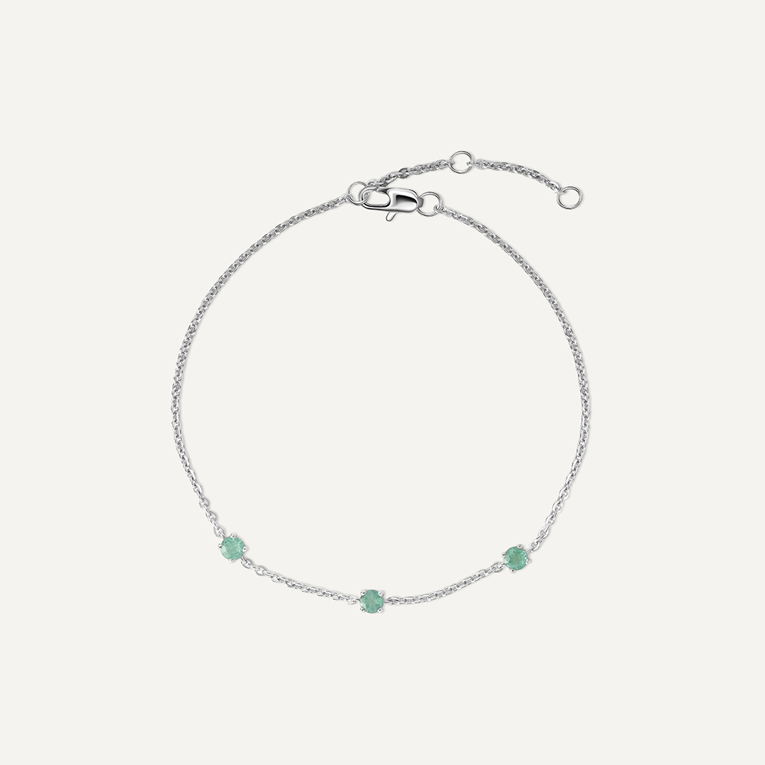 Серебряный браслет с изумрудами