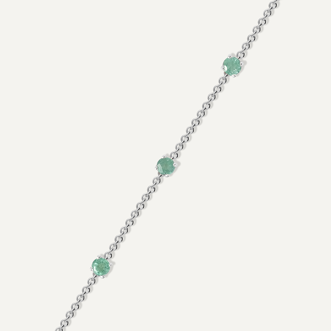 Серебряный браслет с изумрудами