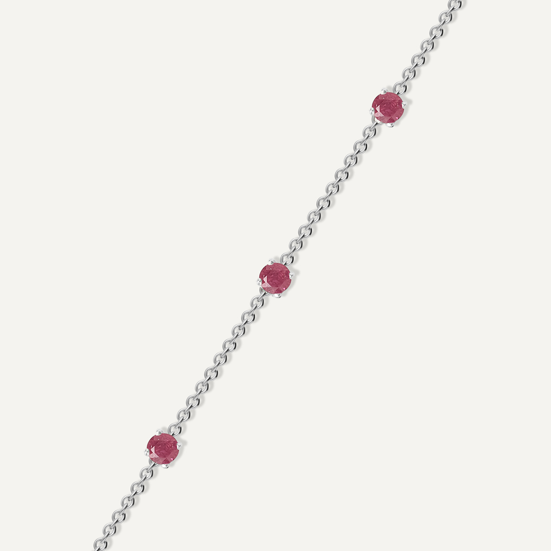 Серебряный браслет с рубинами