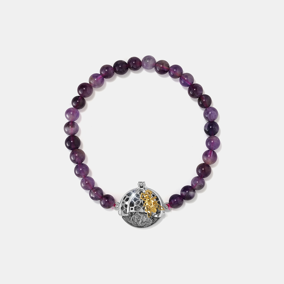 Серебряный браслет с аметистами "Киккская икона Божией Матери"