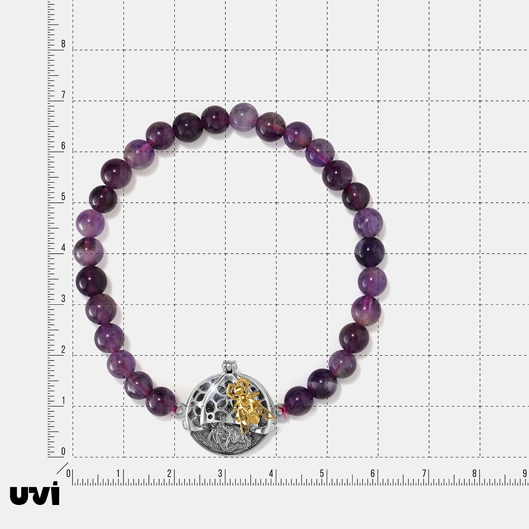 Серебряный браслет с аметистами "Киккская икона Божией Матери"