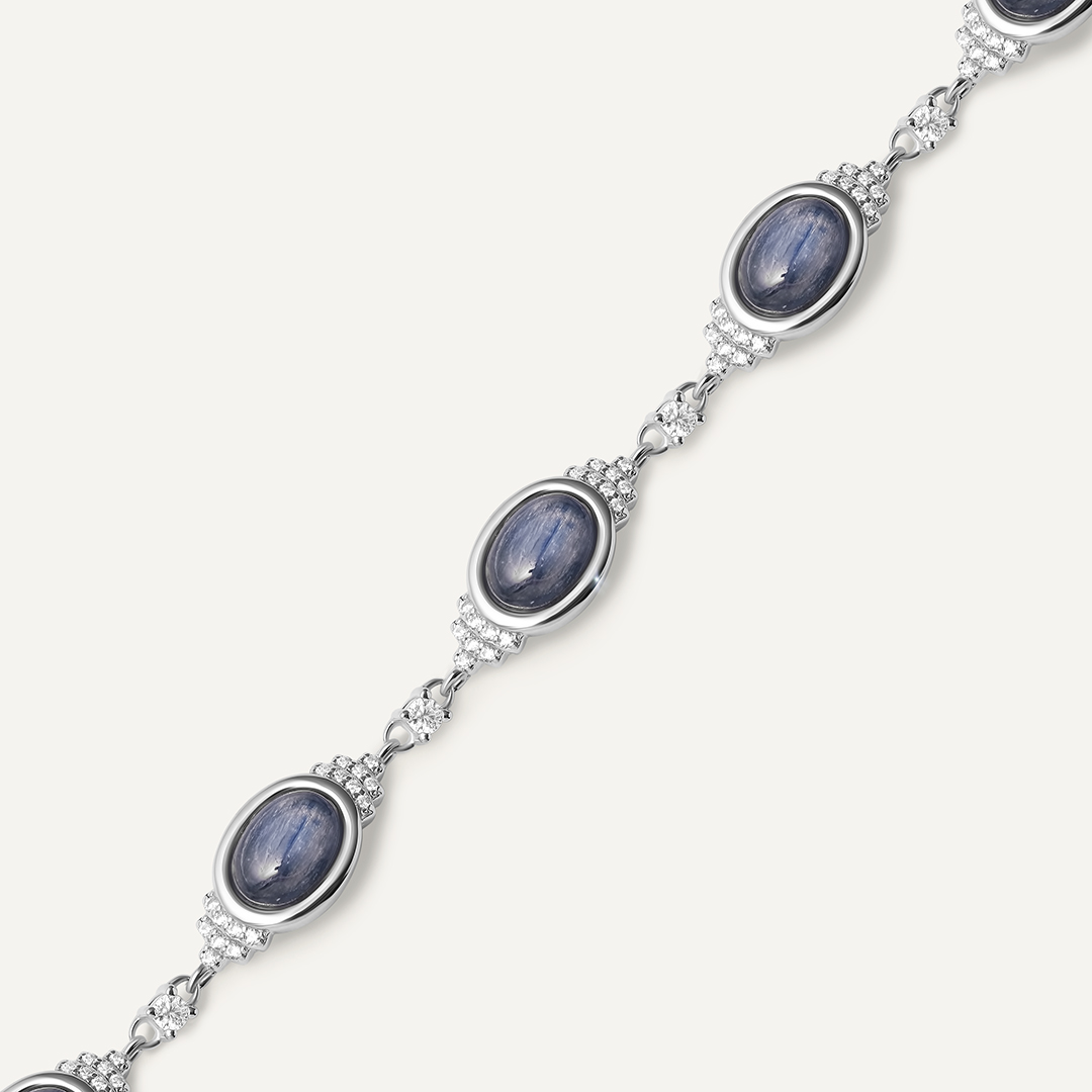 Серебряный браслет с кианитами