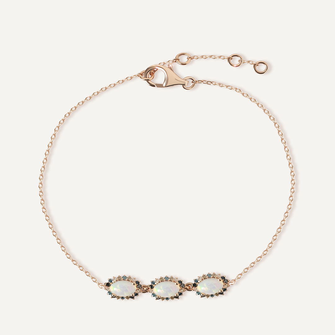 Серебряный браслет с опалами и цветными бриллиантами