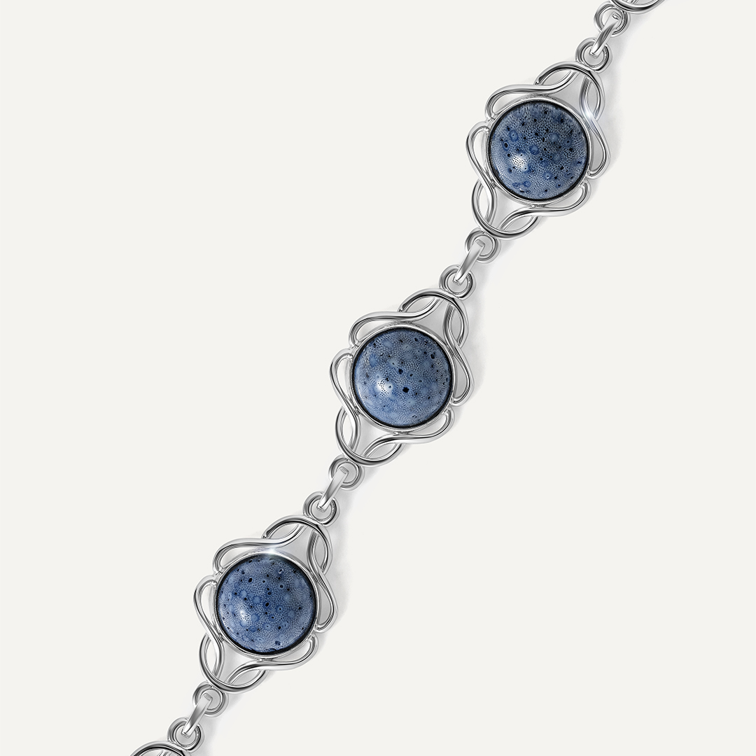 Серебряный браслет с кораллами Акори