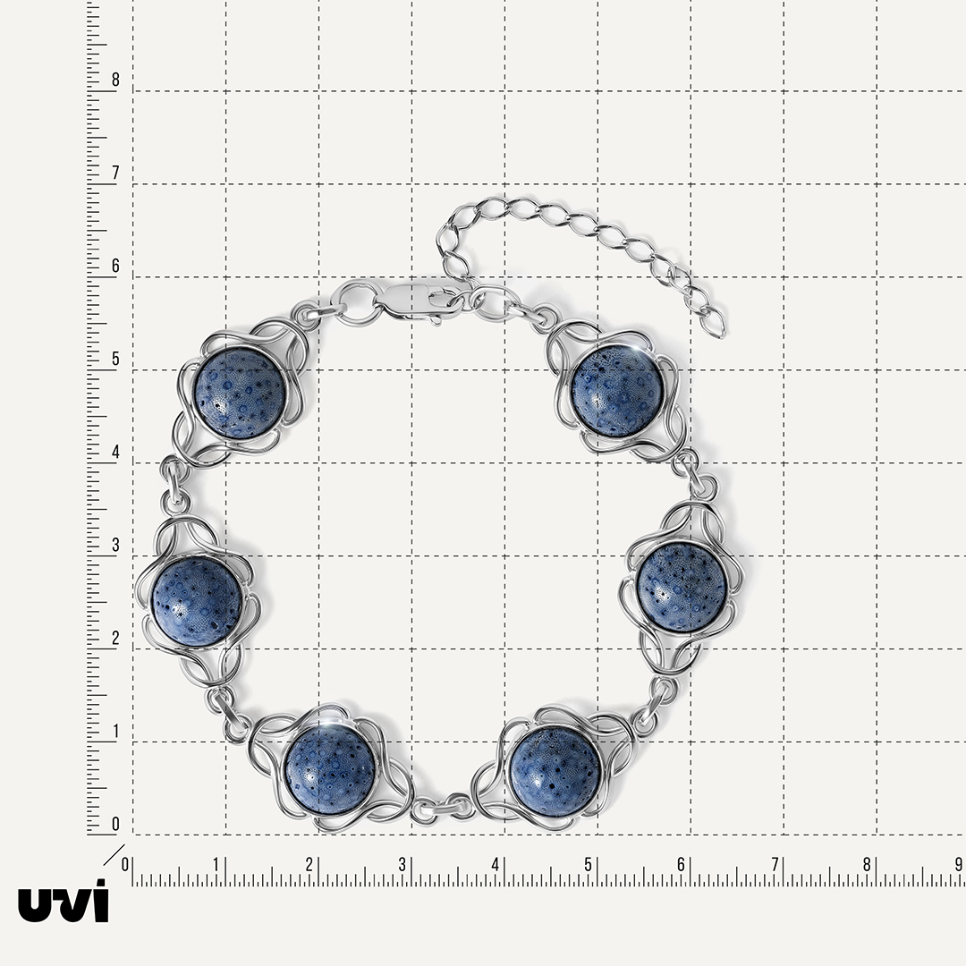 Серебряный браслет с кораллами Акори