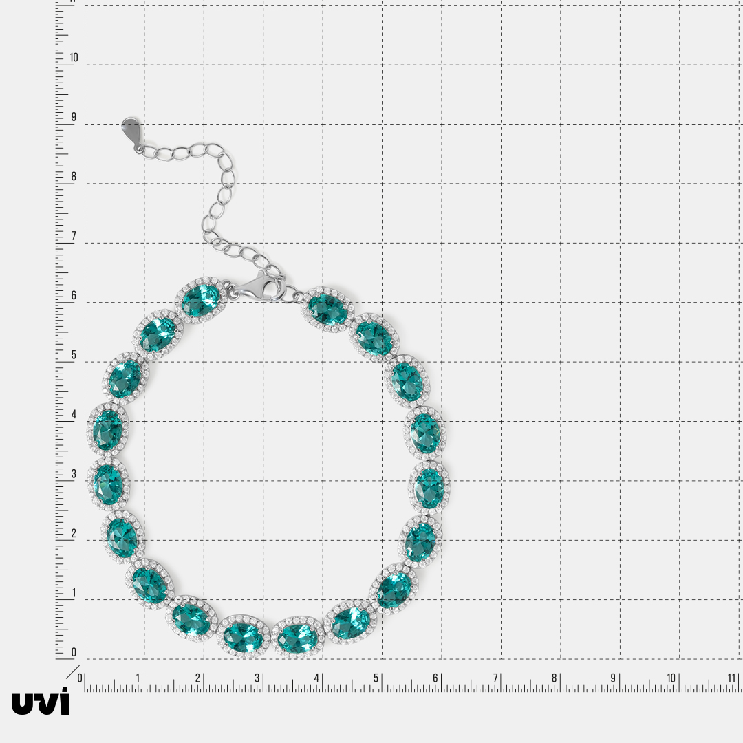 Серебряный браслет с зеленой шпинелью