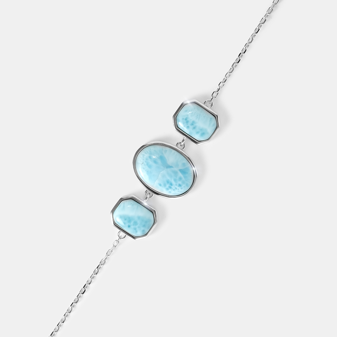 Серебряный браслет с ларимарами
