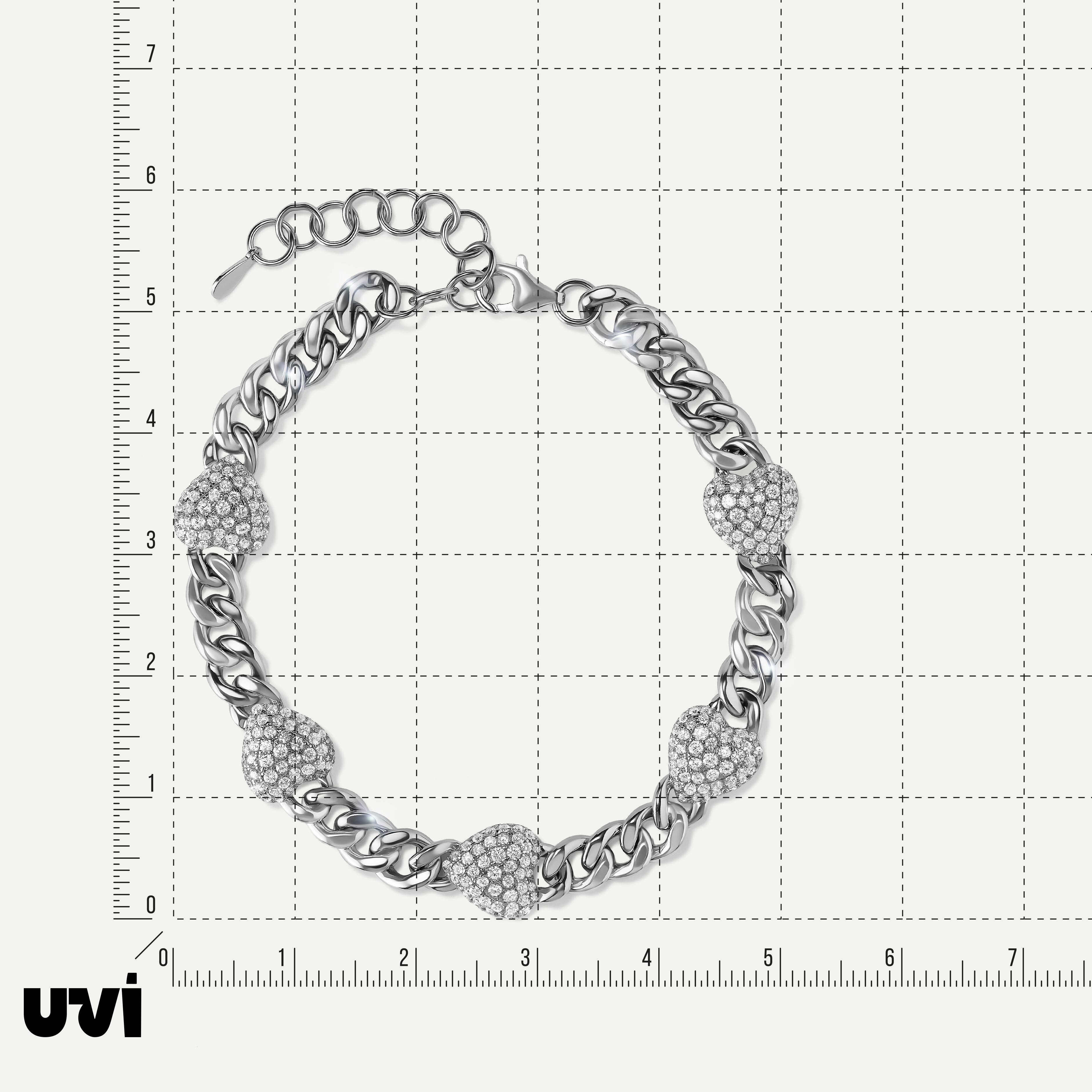 Серебряный браслет с кубическим цирконием "Сердца"