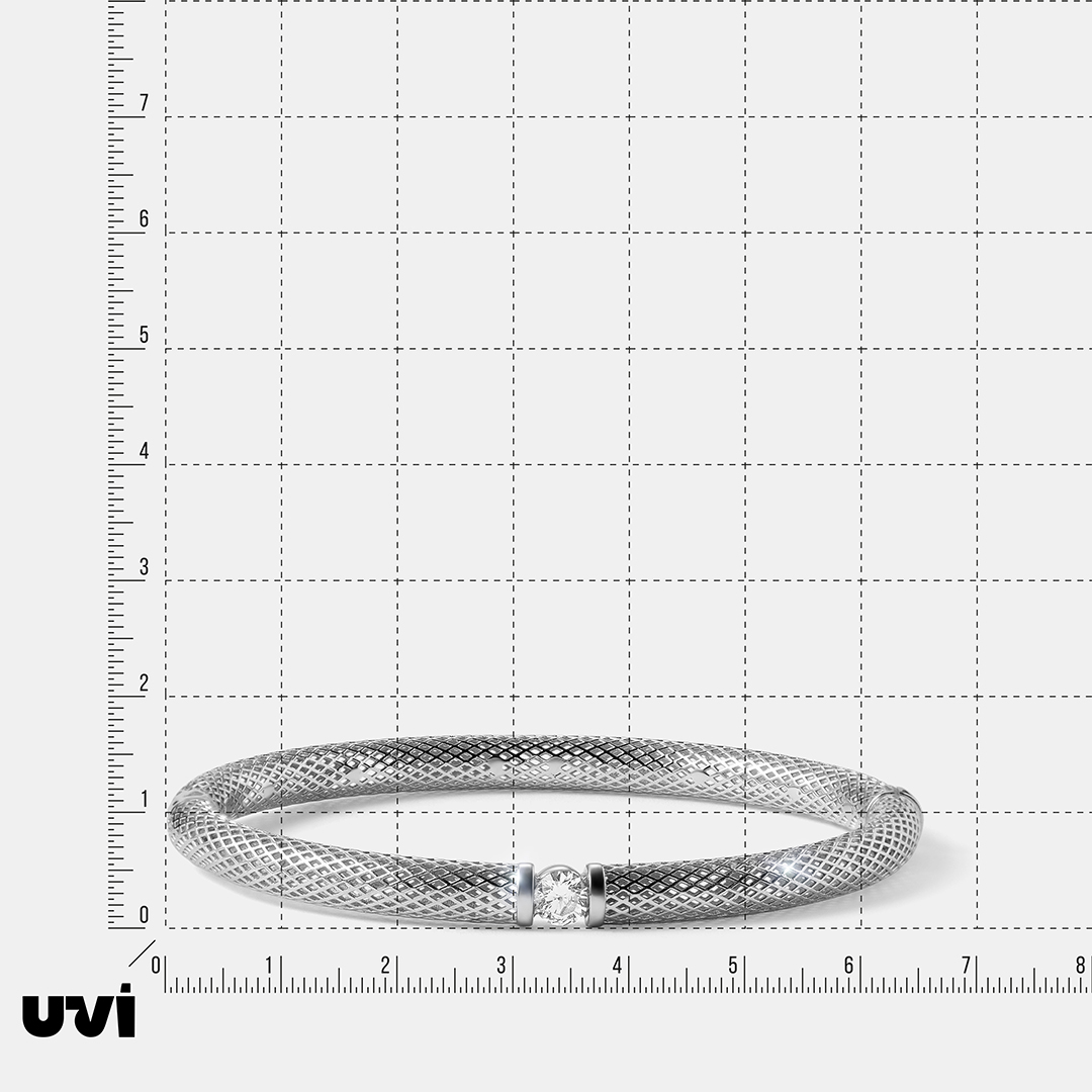 Серебряный жесткий браслет с кубическим цирконием