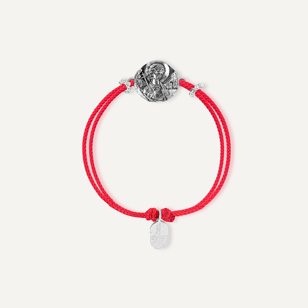 Серебряный браслет "Ангел Хранитель" на шнурке