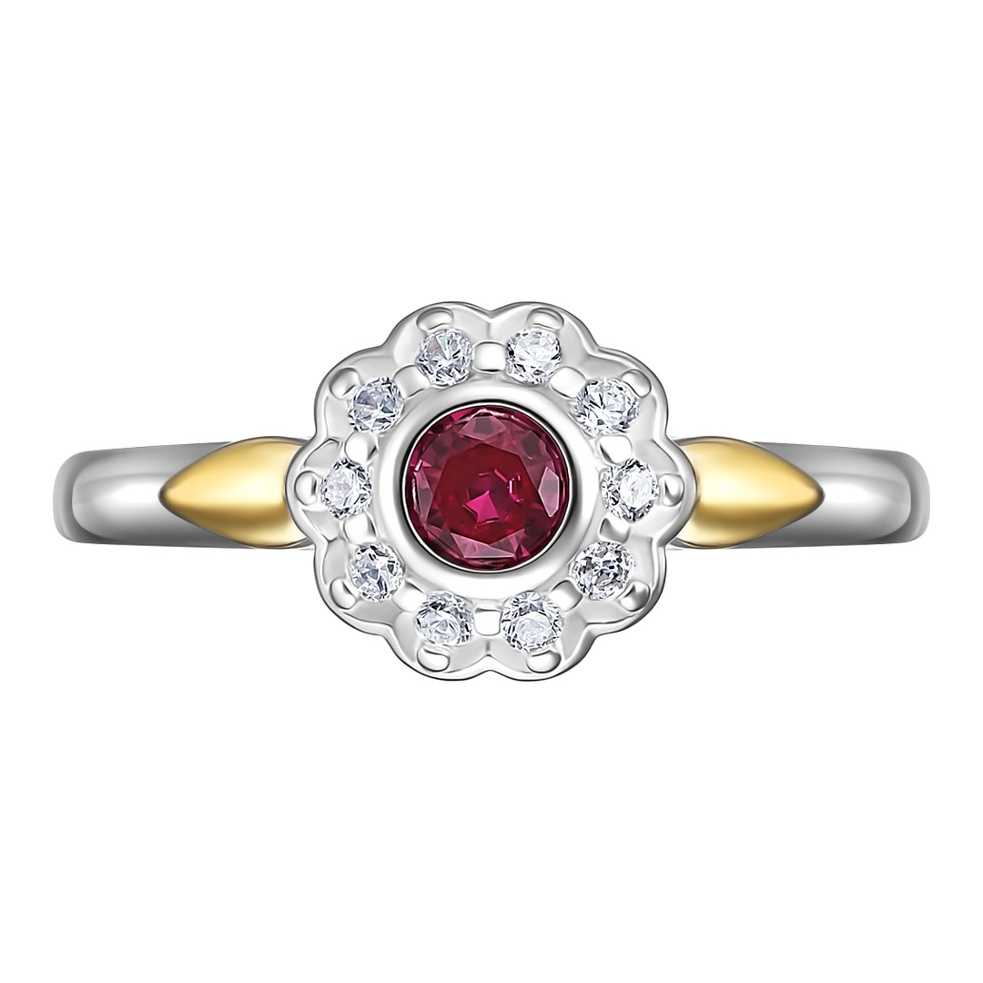 Серебряное кольцо с корундом "Цветок"