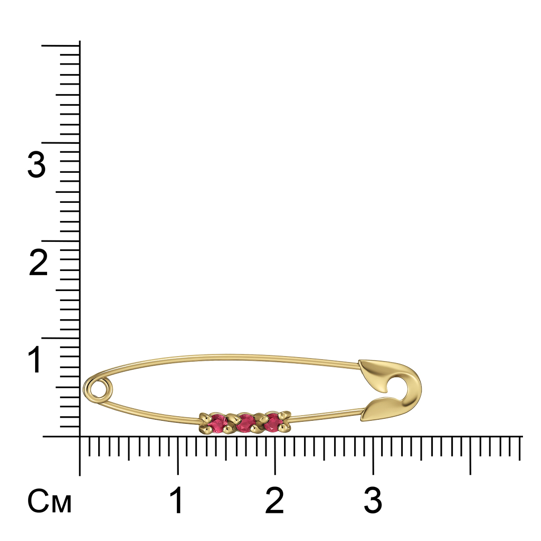 Брошь-булавка из золота с рубинами