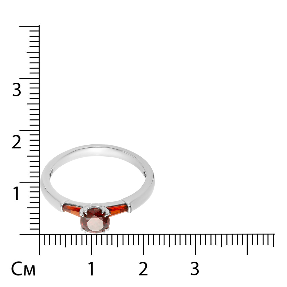 Серебряное кольцо 925 пробы; вставки 3 Фианит цв. Гранат;