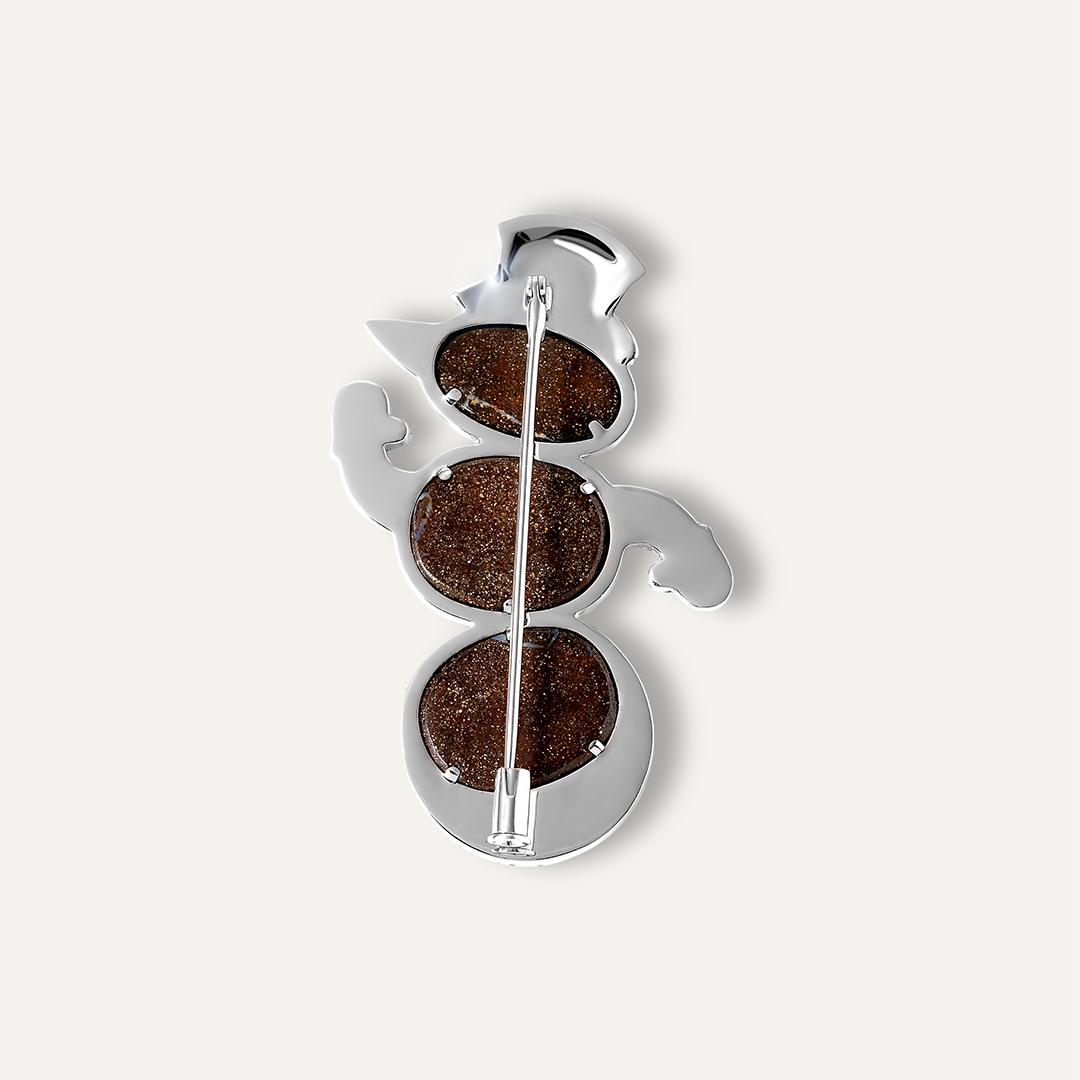 Брошь из белого золота с опалами "Снеговик"