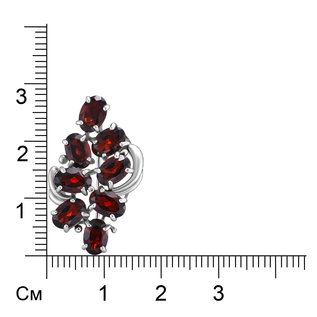 Серебряная брошь с гранатами
