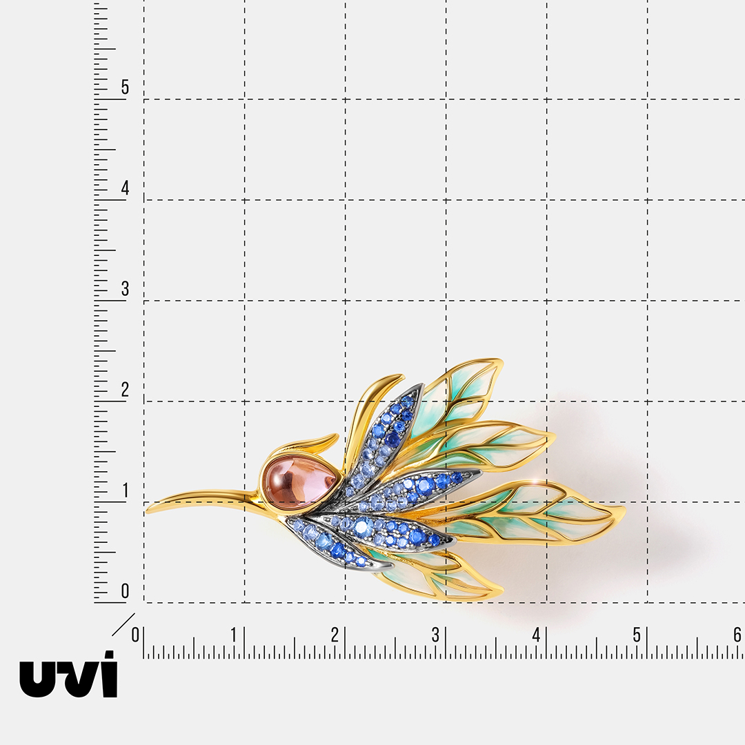 Серебряная брошь с аметистом "Птица"