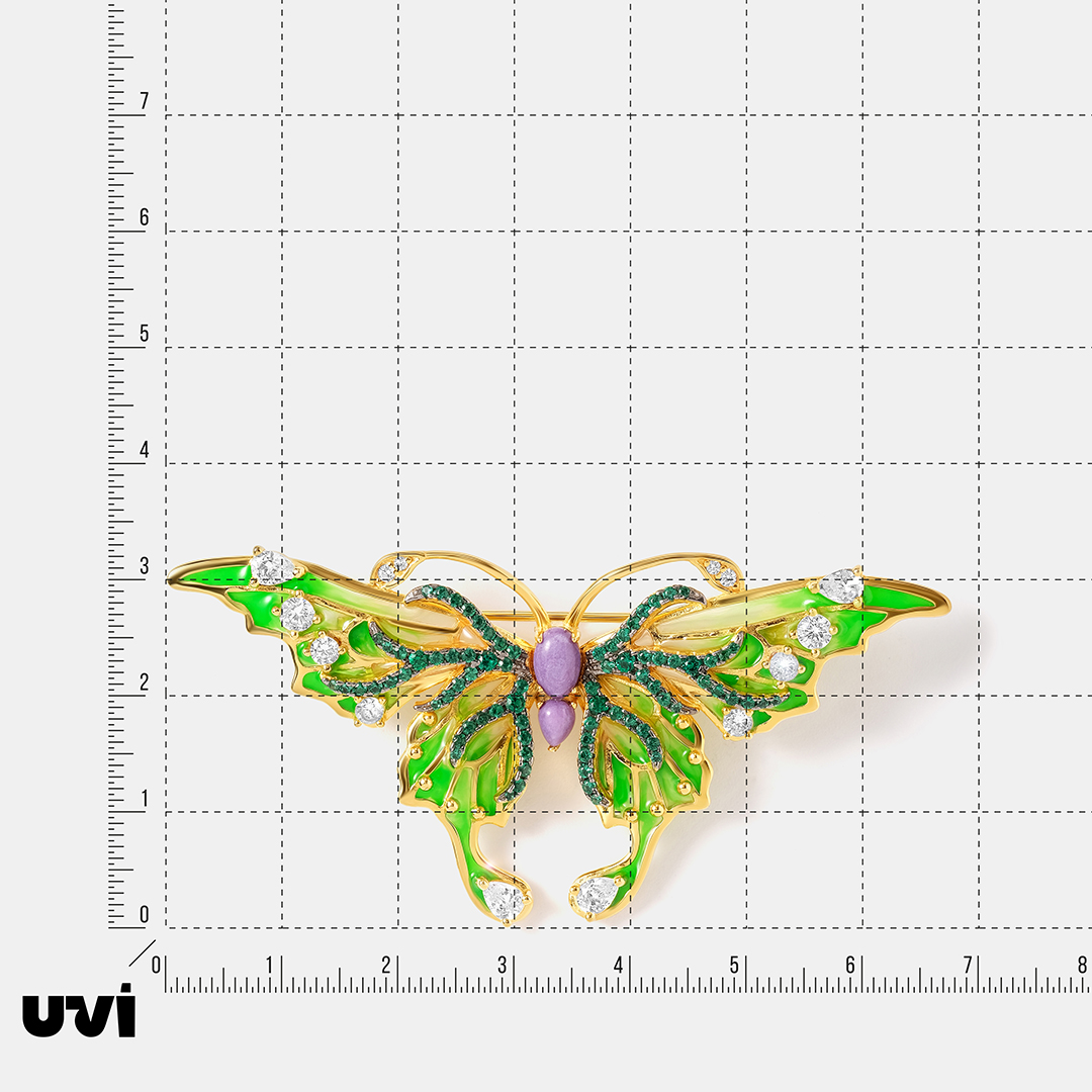 Серебряная брошь с чароитами "Бабочка"