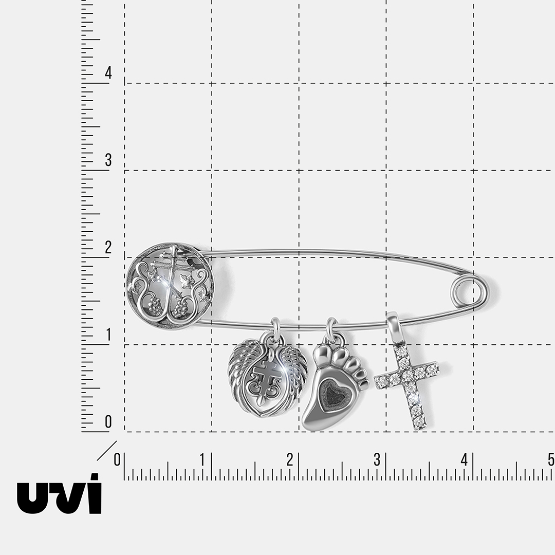 Серебряная брошь-булавка с фианитами "Православная"