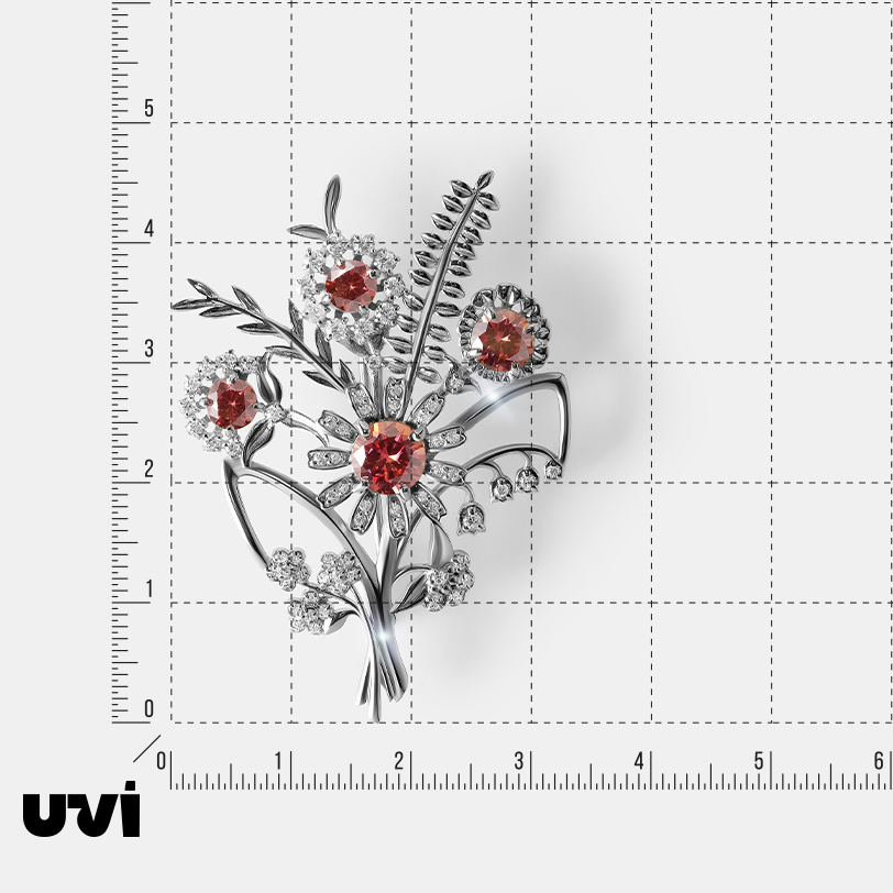 Серебряная брошь с муассанитами "Цветы"
