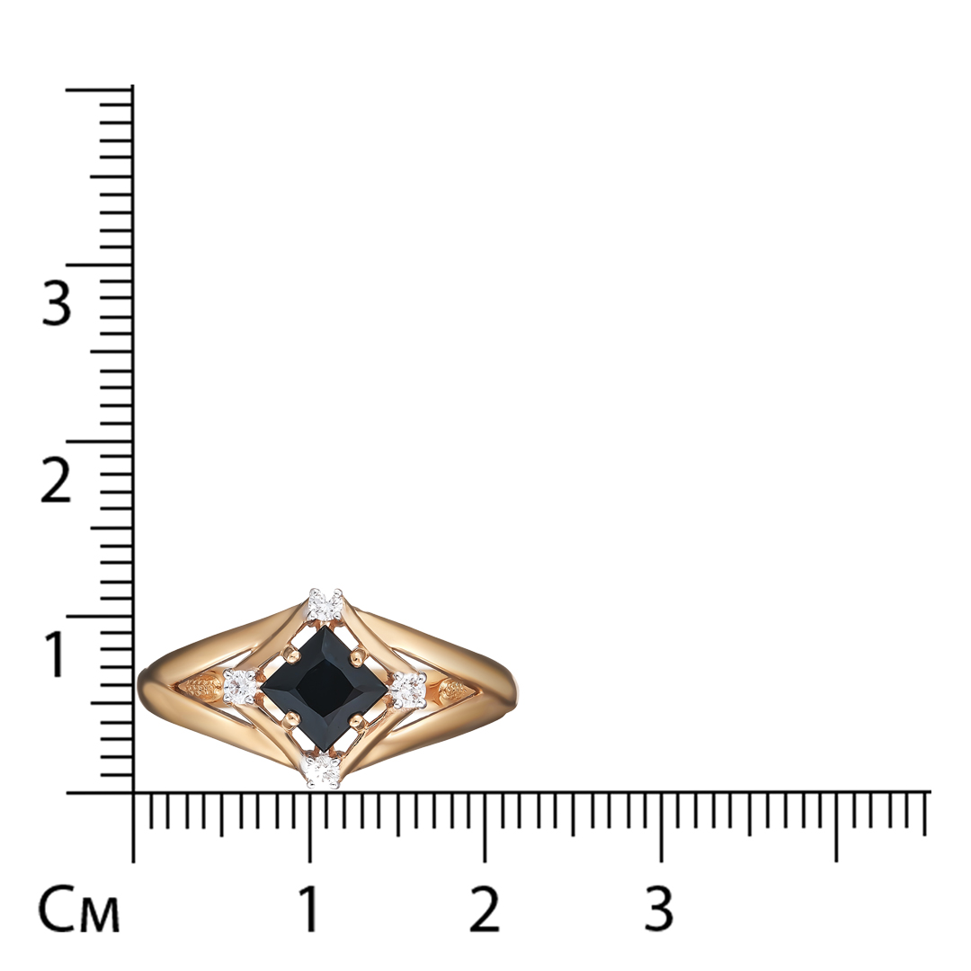 Золотое кольцо 585 пробы; вставки 4 Бр.Кр-57 0,106 3/5А; 1 Сапфир 0,780 2/2;