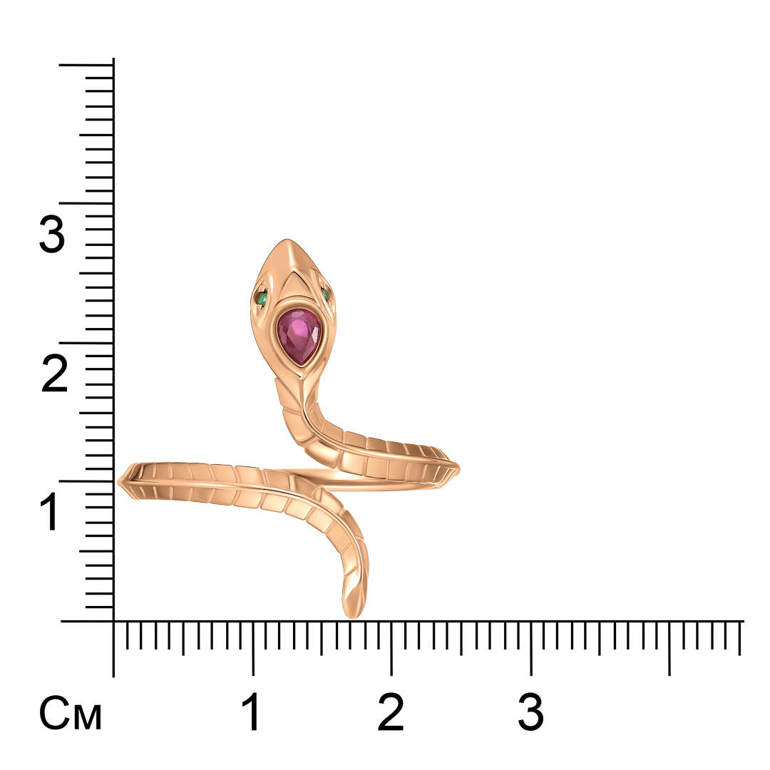 Кольцо из золота с рубином "Змея"