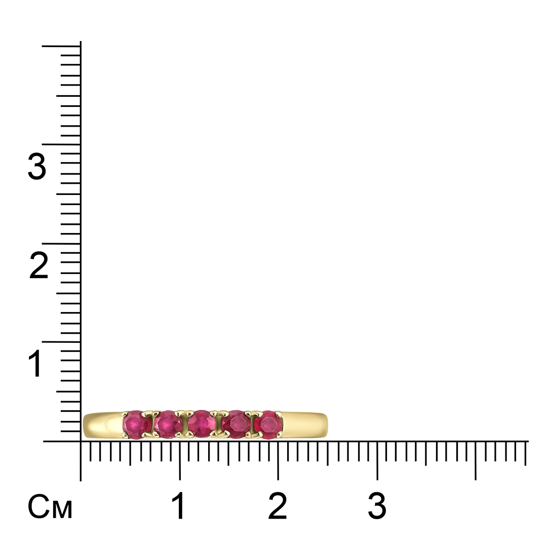 Кольцо из желтого золота с рубинами
