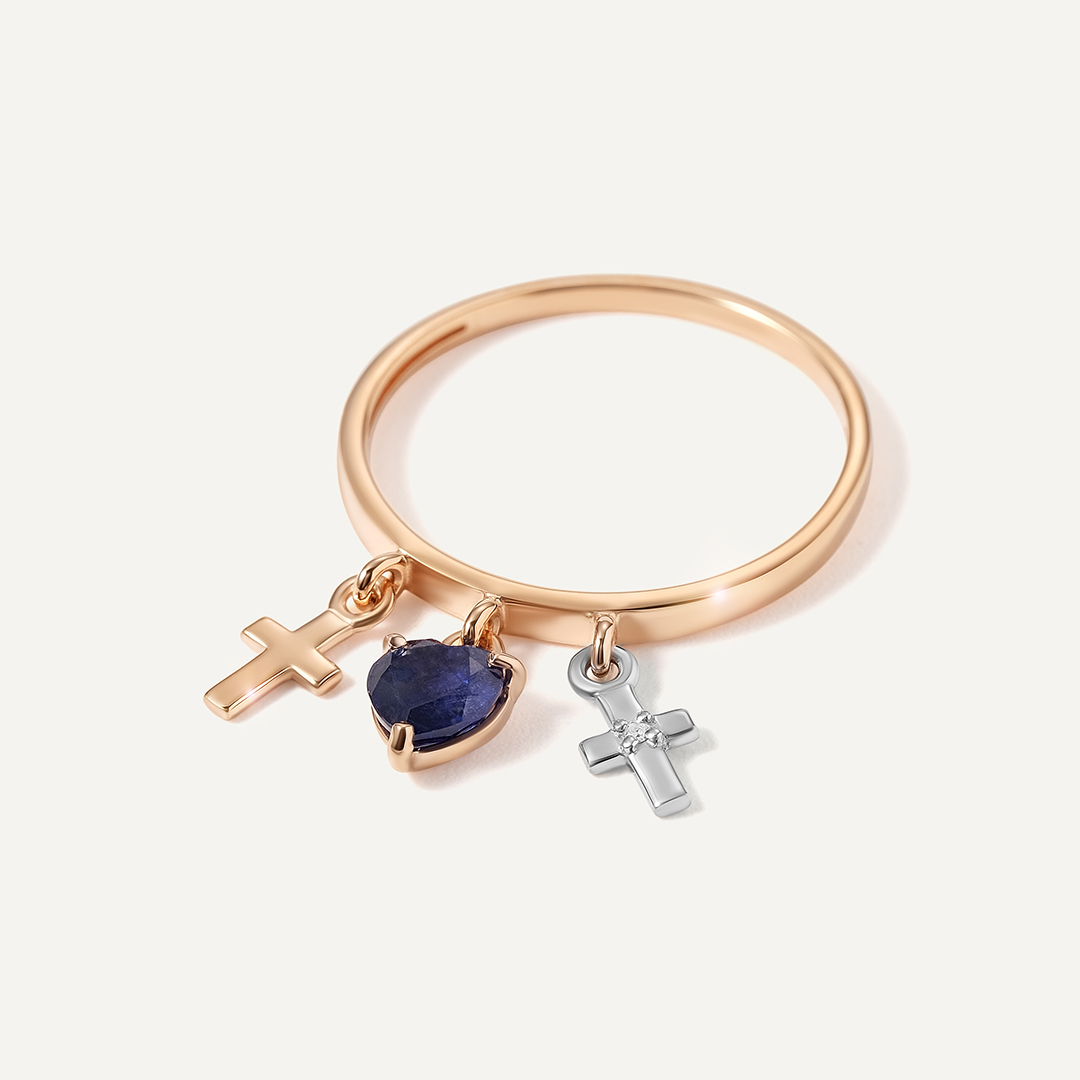 Кольцо из золота с сапфиром "Сердце"