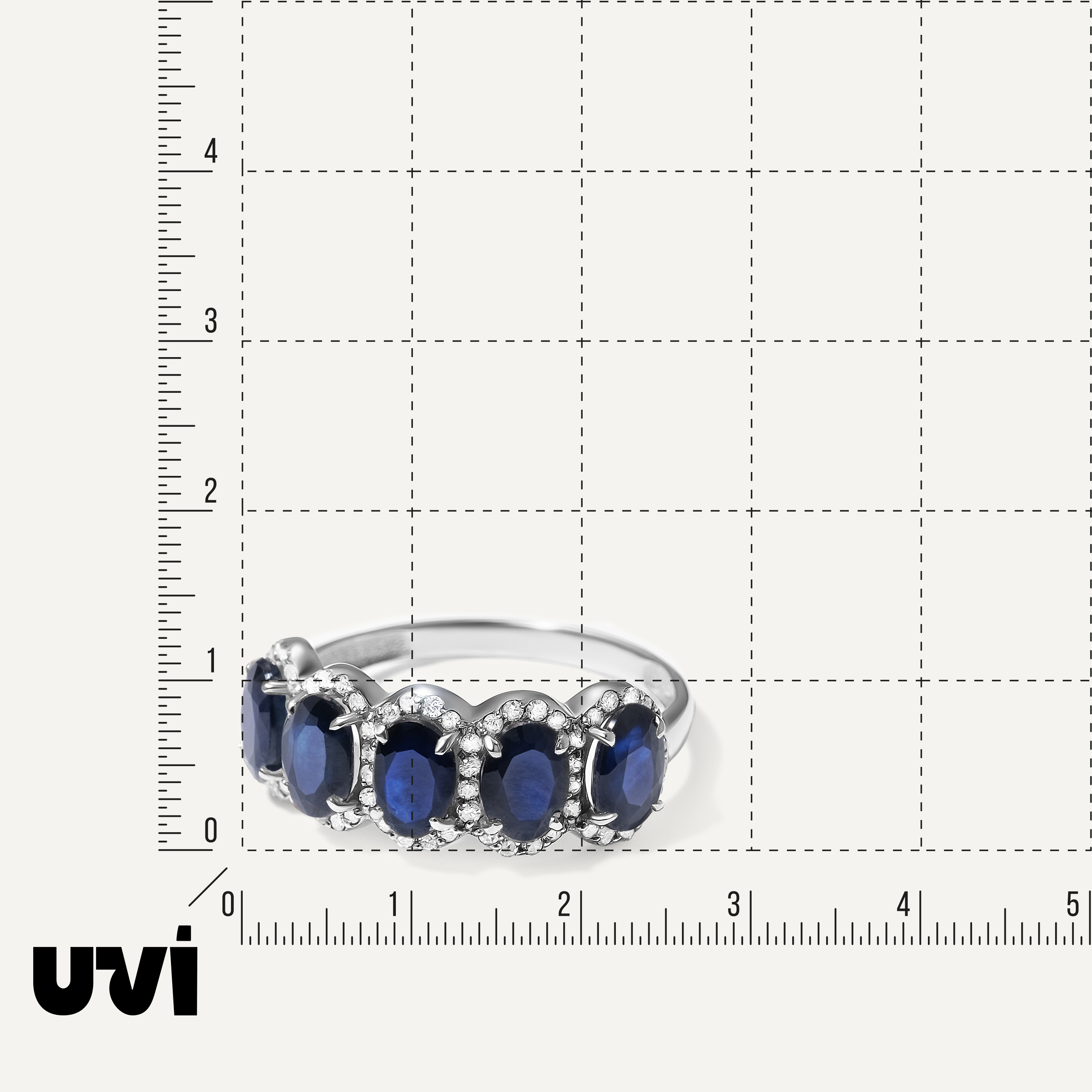 Кольцо из белого золота с сапфирами